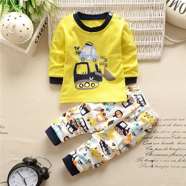 Cartoon excavator t-shirt+pants