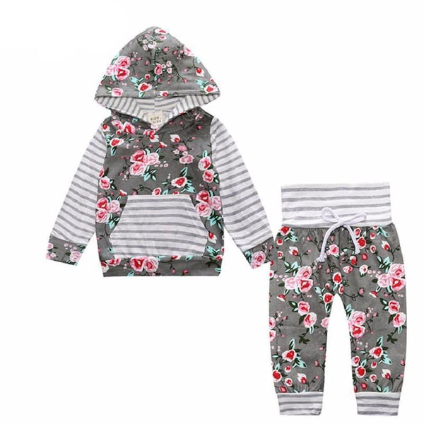 Floral Hoodie Top - 2pc set