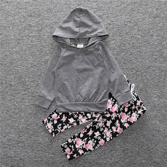 Floral Hoodie Top - 2pc set