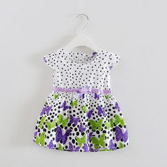 Cute butterfly dot flora print princess dress