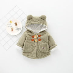 Bear Ear Hooded Velvet Fleece Jacket