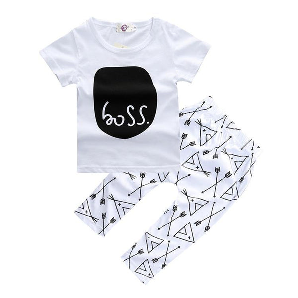 Adorable Boss Printed T-shirt and Pants