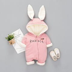 Cute Rabbit Printed Hooded Ears Bodysuit