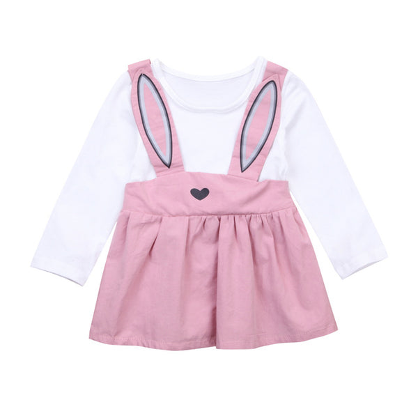 Cute Dress With Rabbit Ear Suspenders