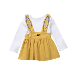 Cute Dress With Rabbit Ear Suspenders